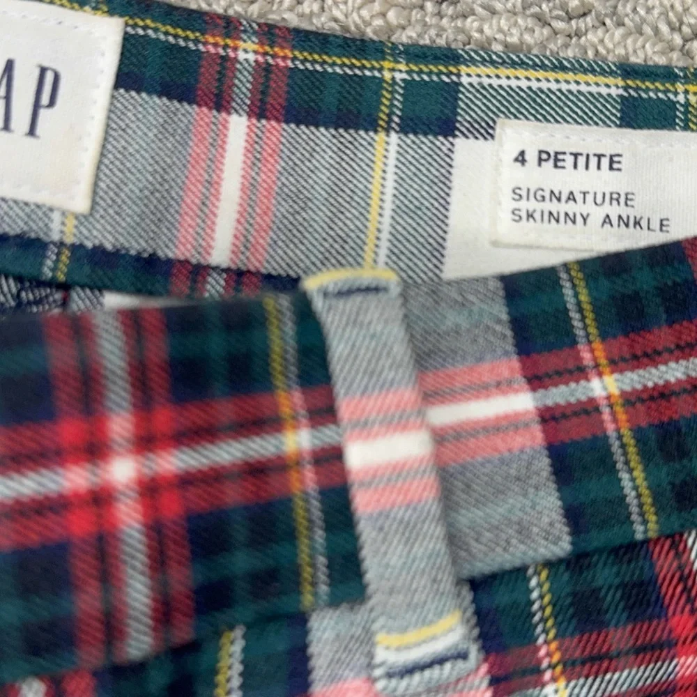 Gap Plaid Signature Skinny Ankle Trouser Pant Size 4 petite red green cream - Picture 5 of 5